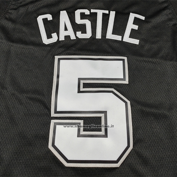 Maglia San Antonio Spurs Stephon Castle No 5 Citta 2025-26 Nero